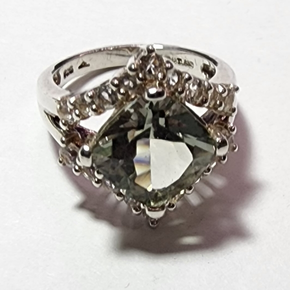 Green Amethyst with White Topaz Ring - Picture 11 of 13